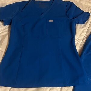 Figs Blue V-Neck Scrub Top & pants